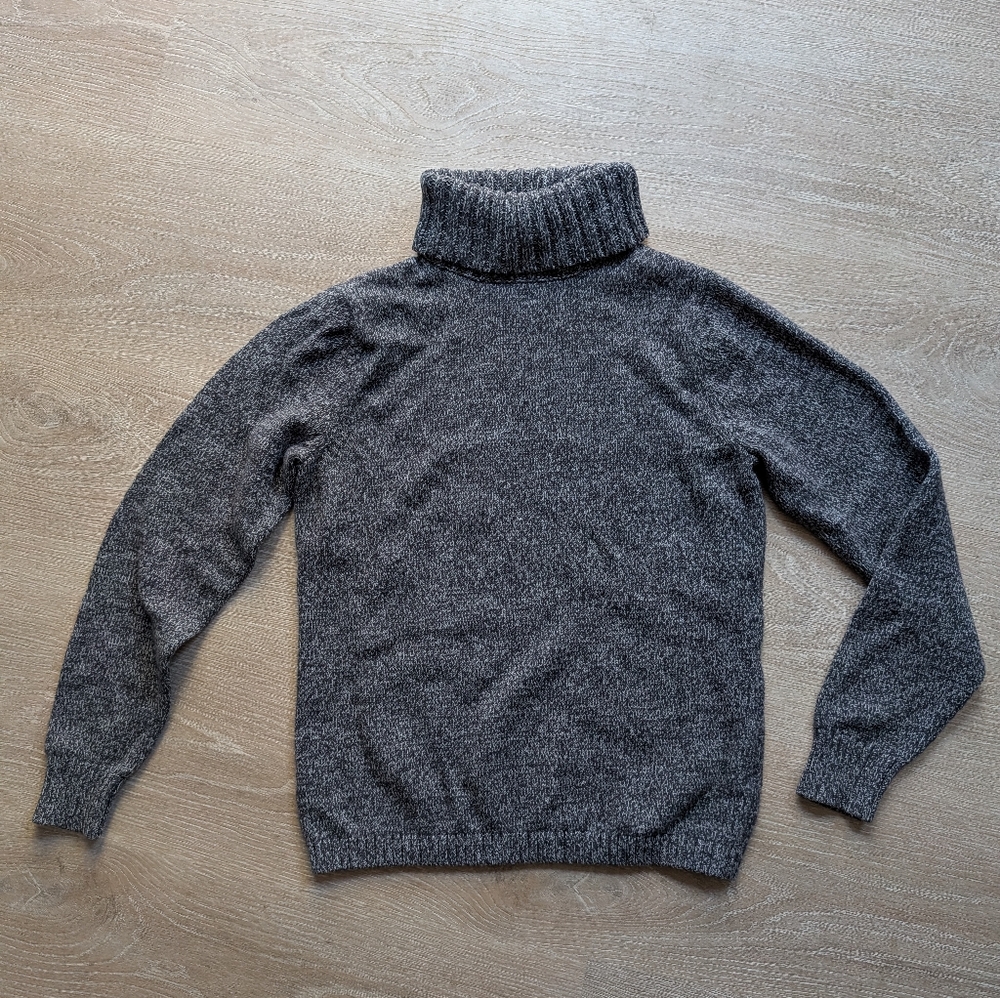 LL Bean Marled Charcoal Grey Turtleneck Warm Winter Sweater